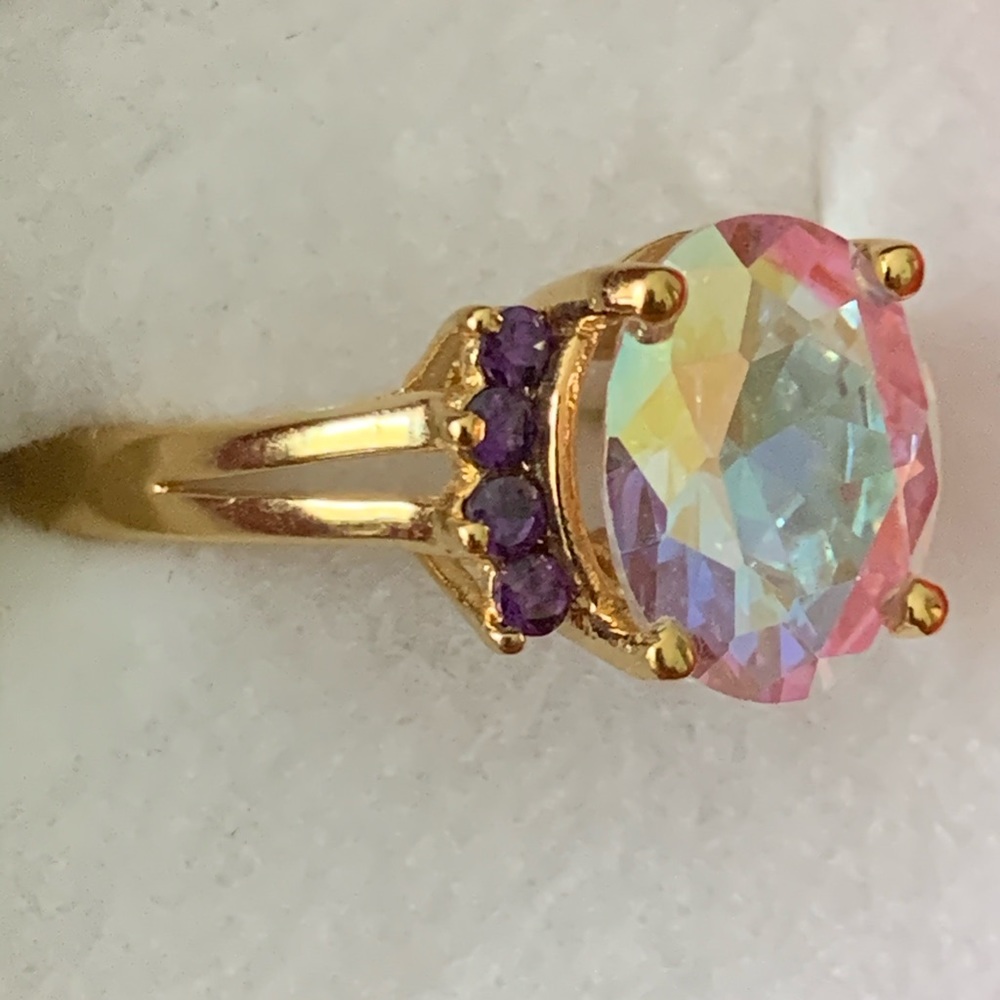 Technibond Mystic Topaz Ring Purple Stone Accents - Picture 2 of 5